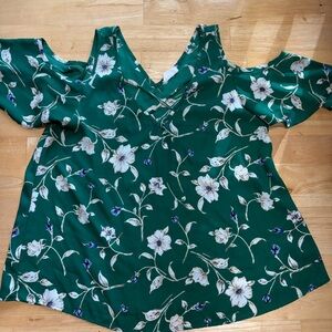 Sienna Sky Green Floral Cold Shoulder Blouse